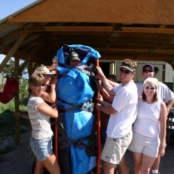 happy camper students packaging a happy patient