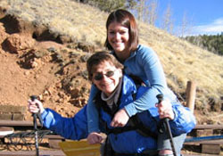 WFR student learning how to safely carry your own weight for evacuation (and fun!)