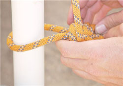 Many different skills are practiced during training, including knots and some rope work